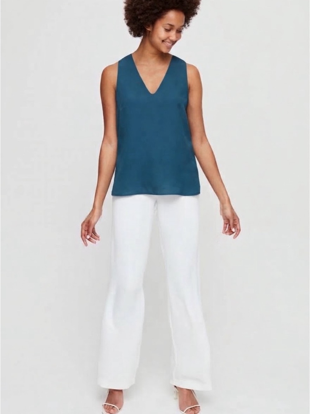 Babaton Aritzia Maddox Sleeveless Blouse Teal Size XS minimalist office workwear